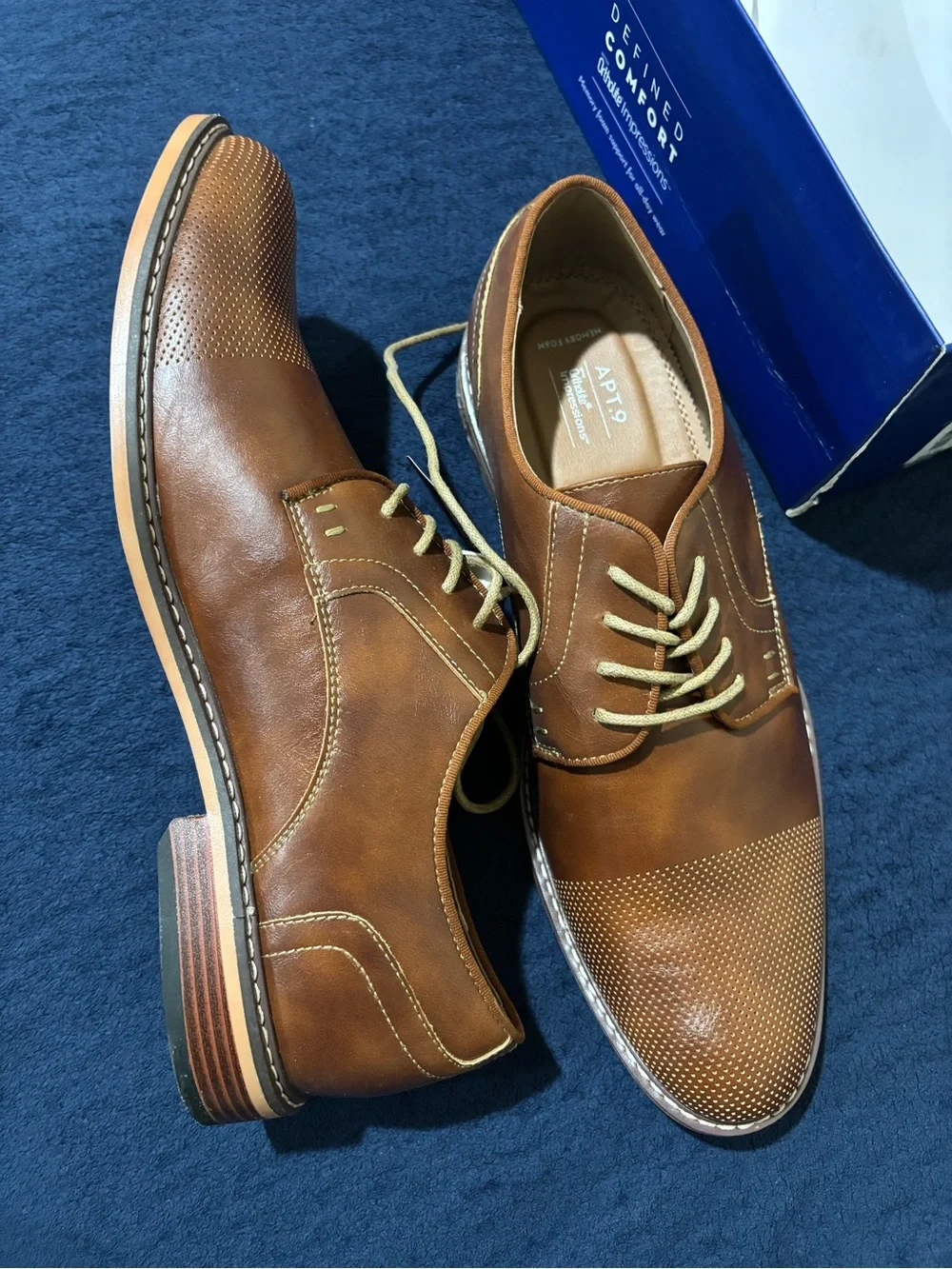 Apt. 9 Men’s Tan/Brown Perforated Cap-Toe Derby Shoes